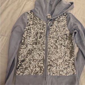 PINK Victoria's Secret Lilac Hoodie with Silver Sequin Front